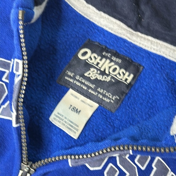 18m Osh Kosh Jean denim overalls and hoodie with Joe onsie blue and orange - Picture 4 of 16